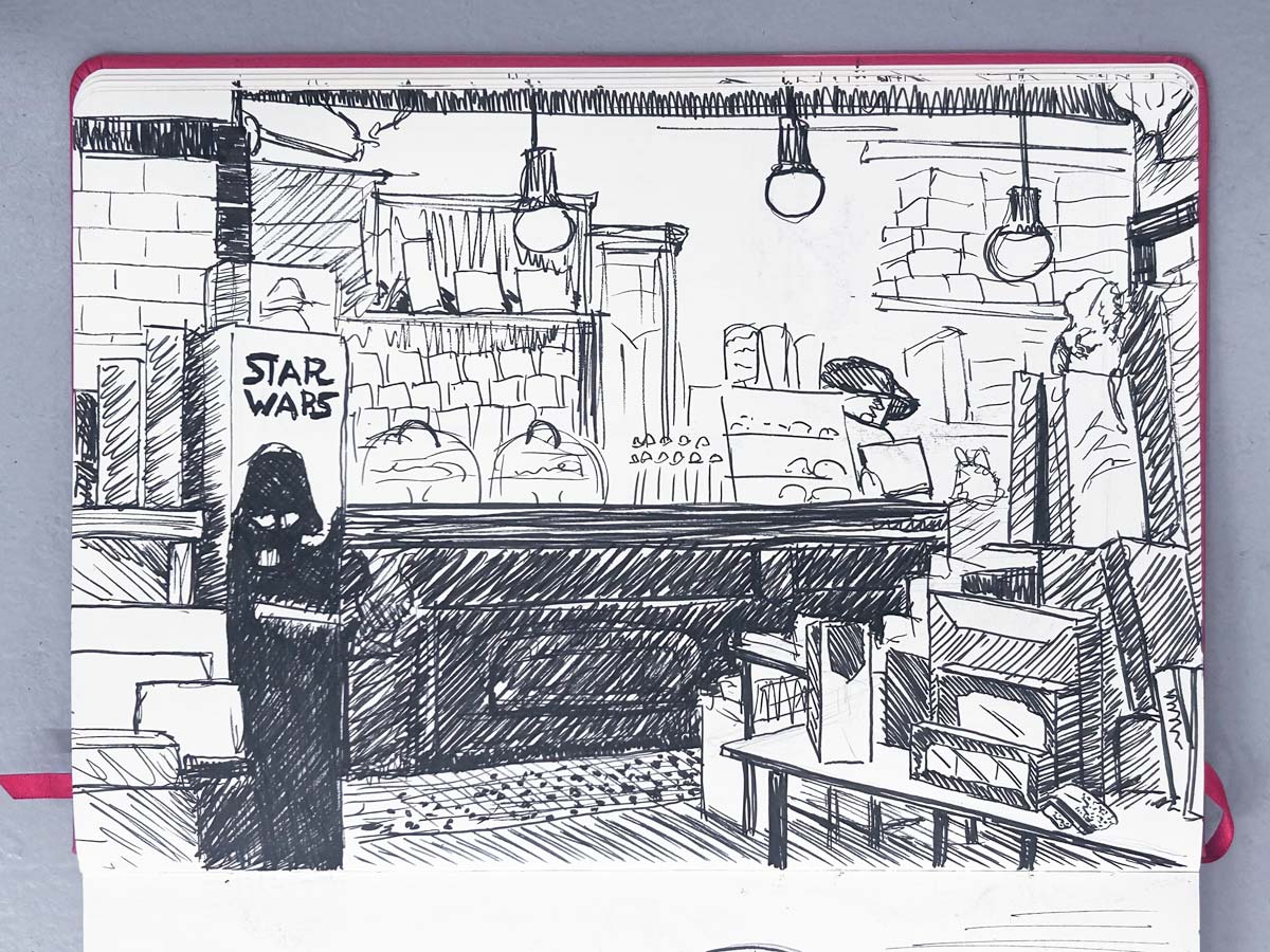 Luke, I am your Barista — Pen & Ink — 2024 by Paul Williams